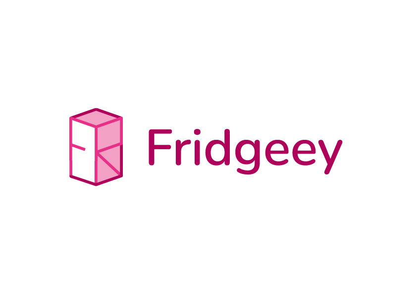 Fridgeey logo in rose pink on a white background