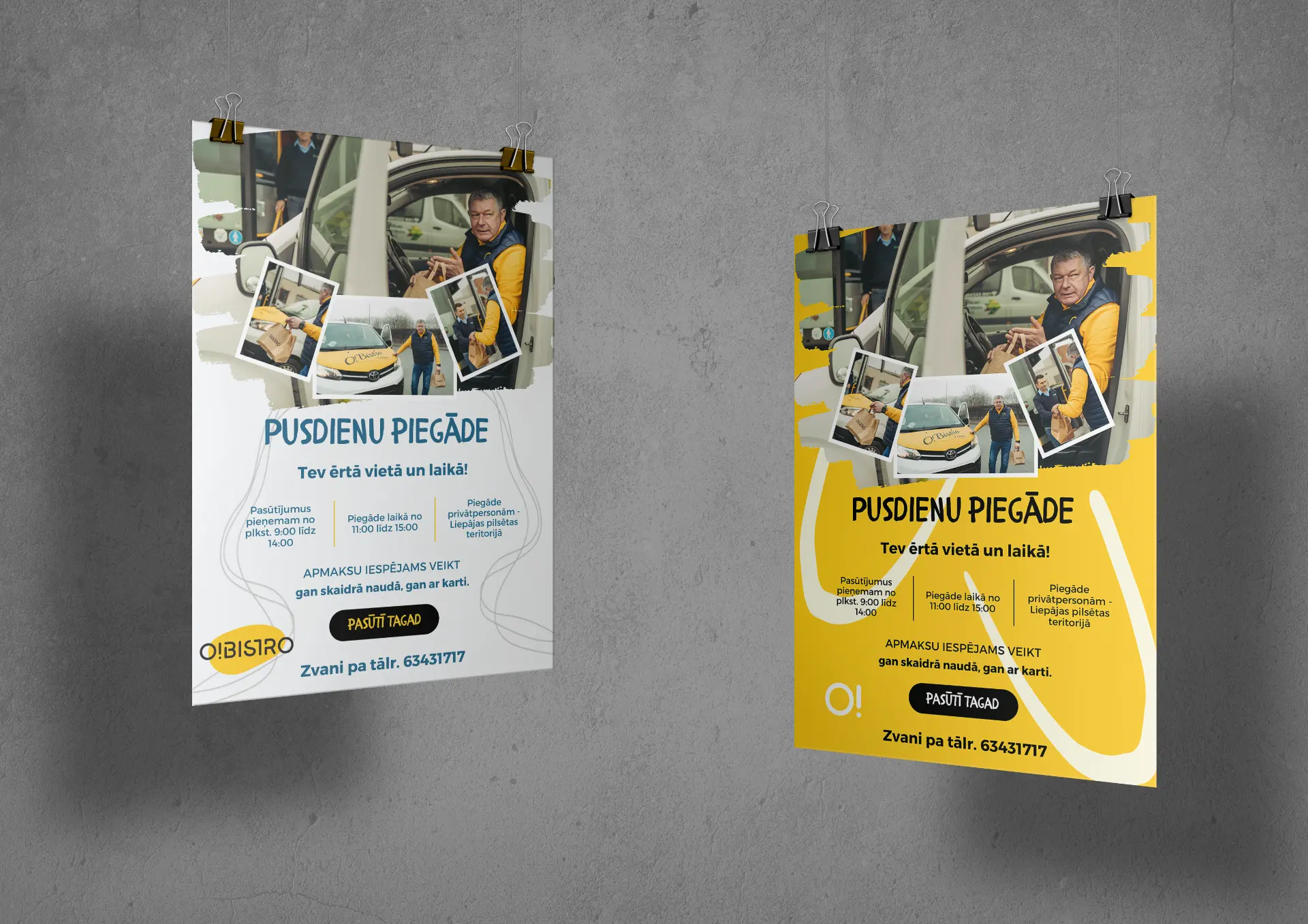 O! Bistro delivery advertising posters and social media layouts